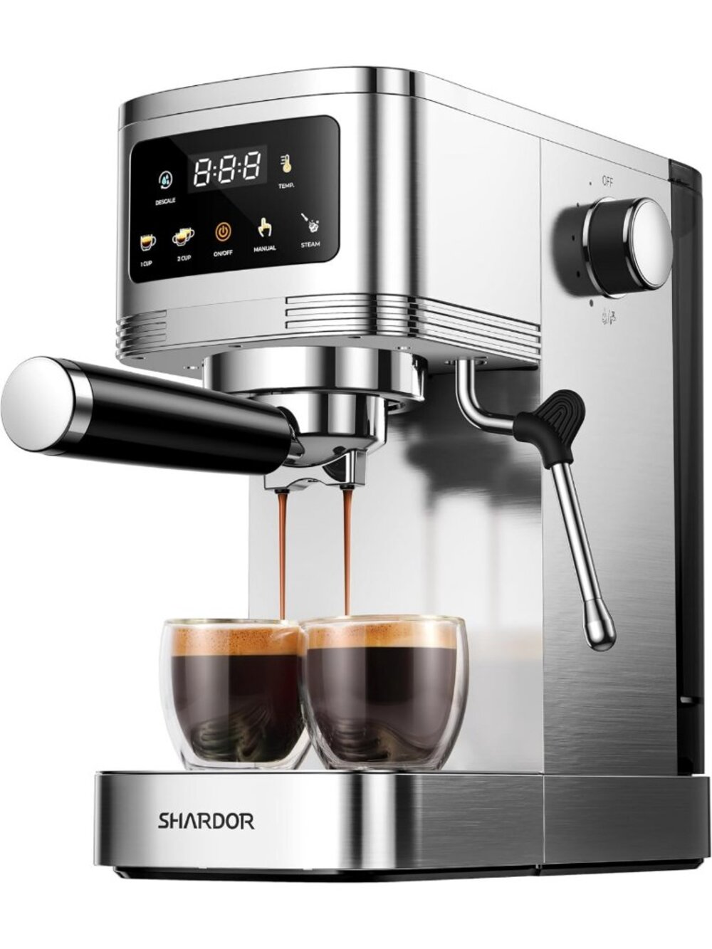 Professional 20 Bar Espresso Machine with Milk Frother & Touchscreen - Stainless